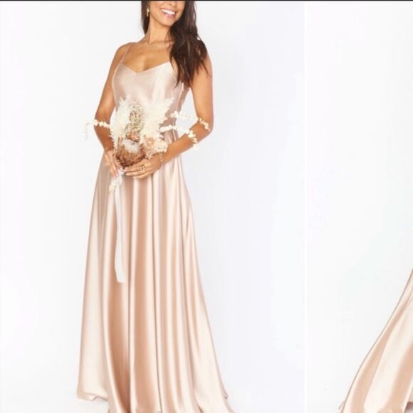 Show Me Your Mumu Champagne Luxè Satin Faith Maxi Dress M - Picture 2 of 16